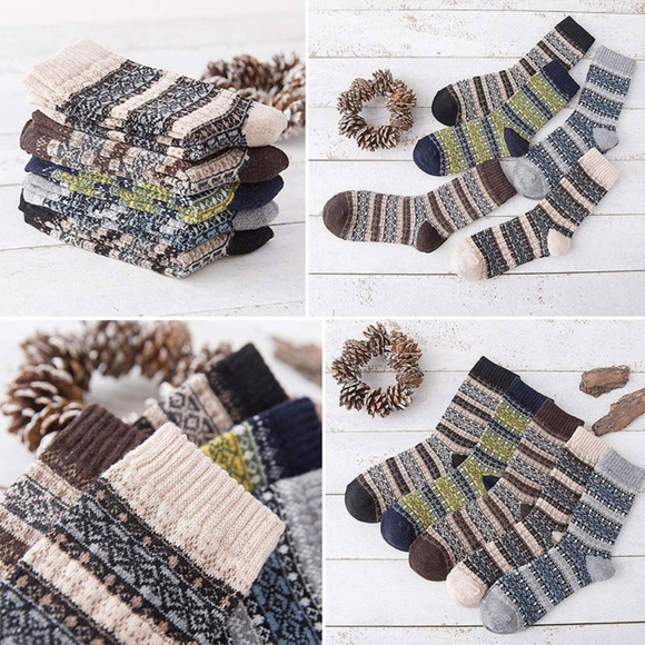 5 Pairs Men's Vintage Crew Socks - Picture 5 of 7